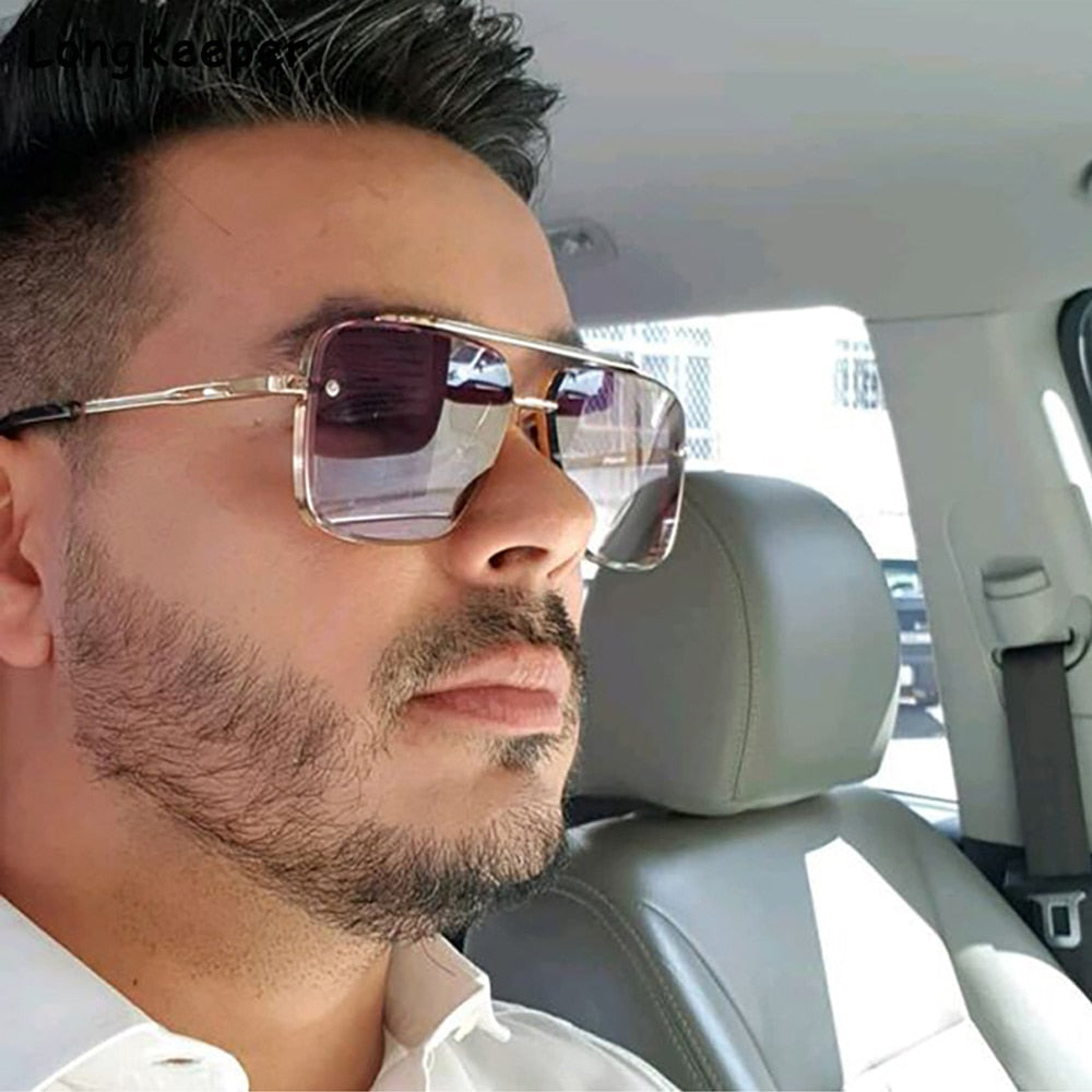 Men's Driving Glasses Goggle Gradient Vintage Pilot Punk Sunglasses