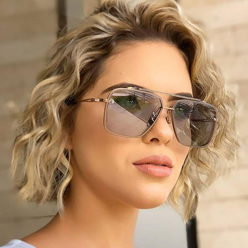Men's Driving Glasses Goggle Gradient Vintage Pilot Punk Sunglasses