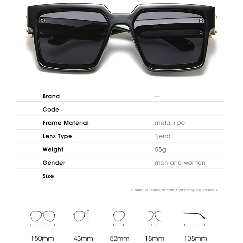 Steampunk Sunglasses Men's Retro Trend Women's Square Anti-Glare Driving Sunglasses