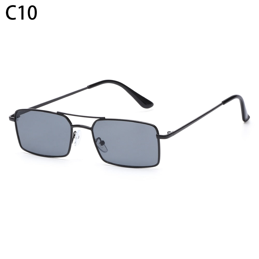 Rectangle Rimless Square Vintage Glasses Luxury Design Unisex Retro Frame Gradient UV400 Eyewear Sunglasses