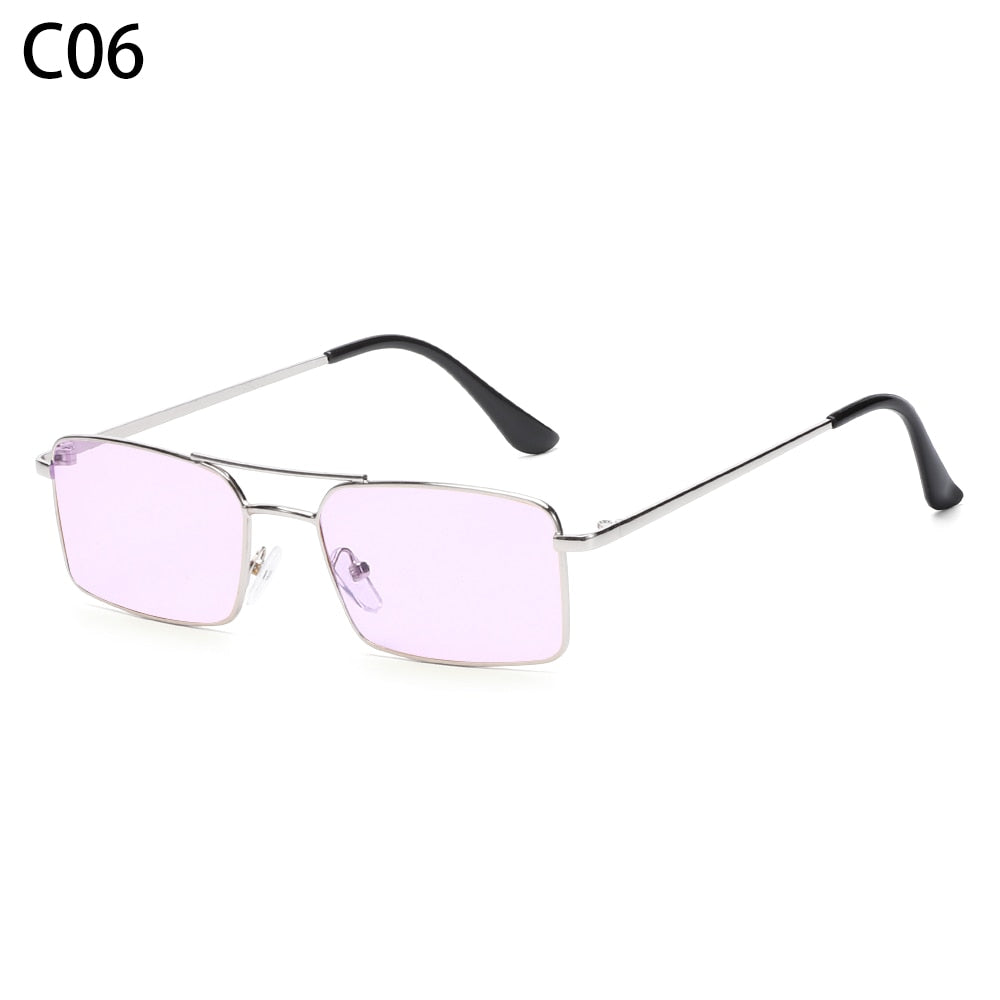 Rectangle Rimless Square Vintage Glasses Luxury Design Unisex Retro Frame Gradient UV400 Eyewear Sunglasses