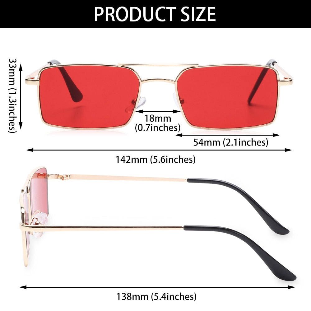 Rectangle Rimless Square Vintage Glasses Luxury Design Unisex Retro Frame Gradient UV400 Eyewear Sunglasses