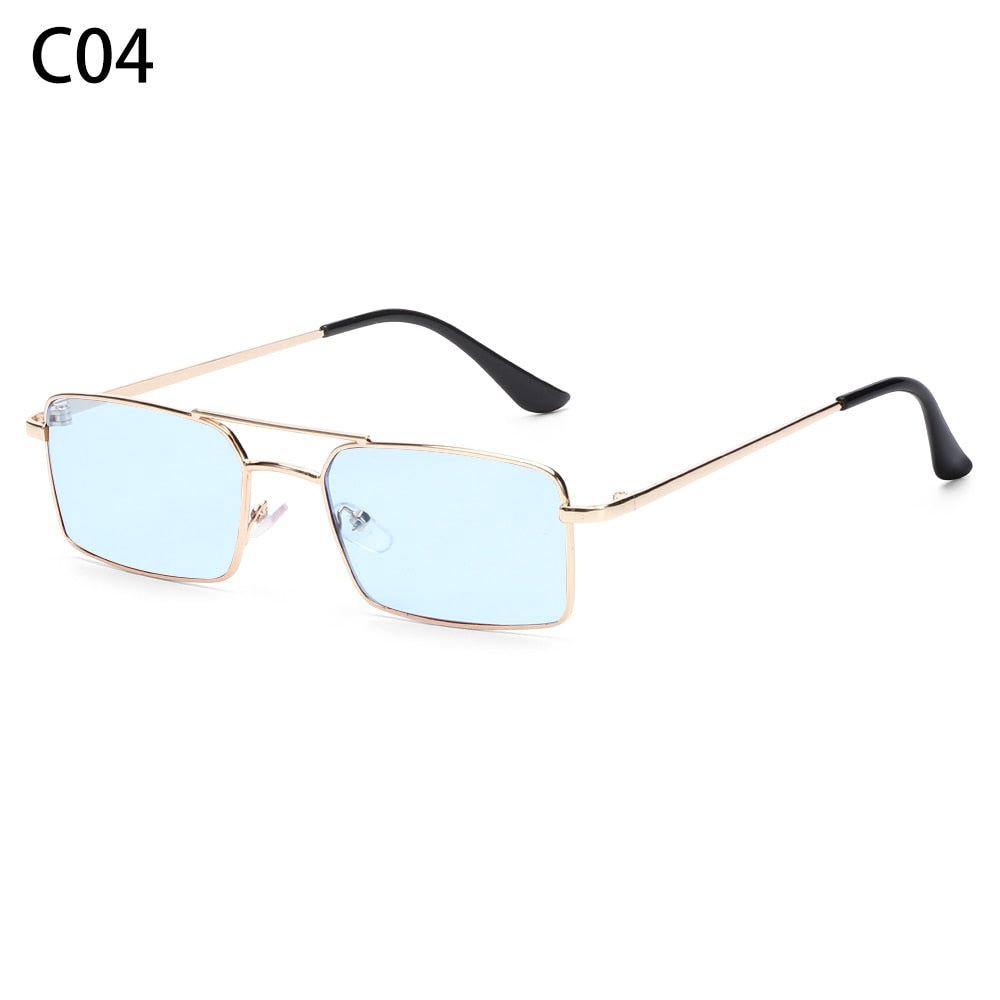 Rectangle Rimless Square Vintage Glasses Luxury Design Unisex Retro Frame Gradient UV400 Eyewear Sunglasses