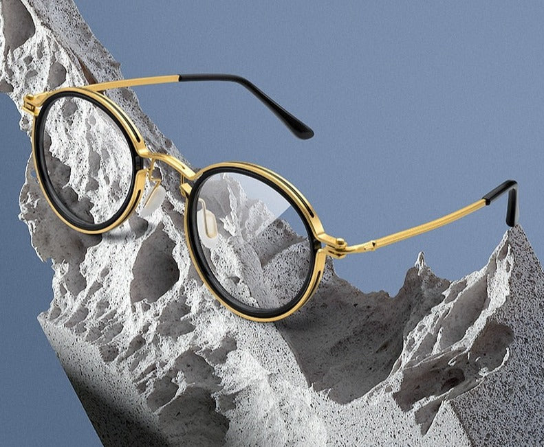 Men Steampunk Glasses Frame Popular Women Retro Round Eye Frames For Men Women Titanium Frame