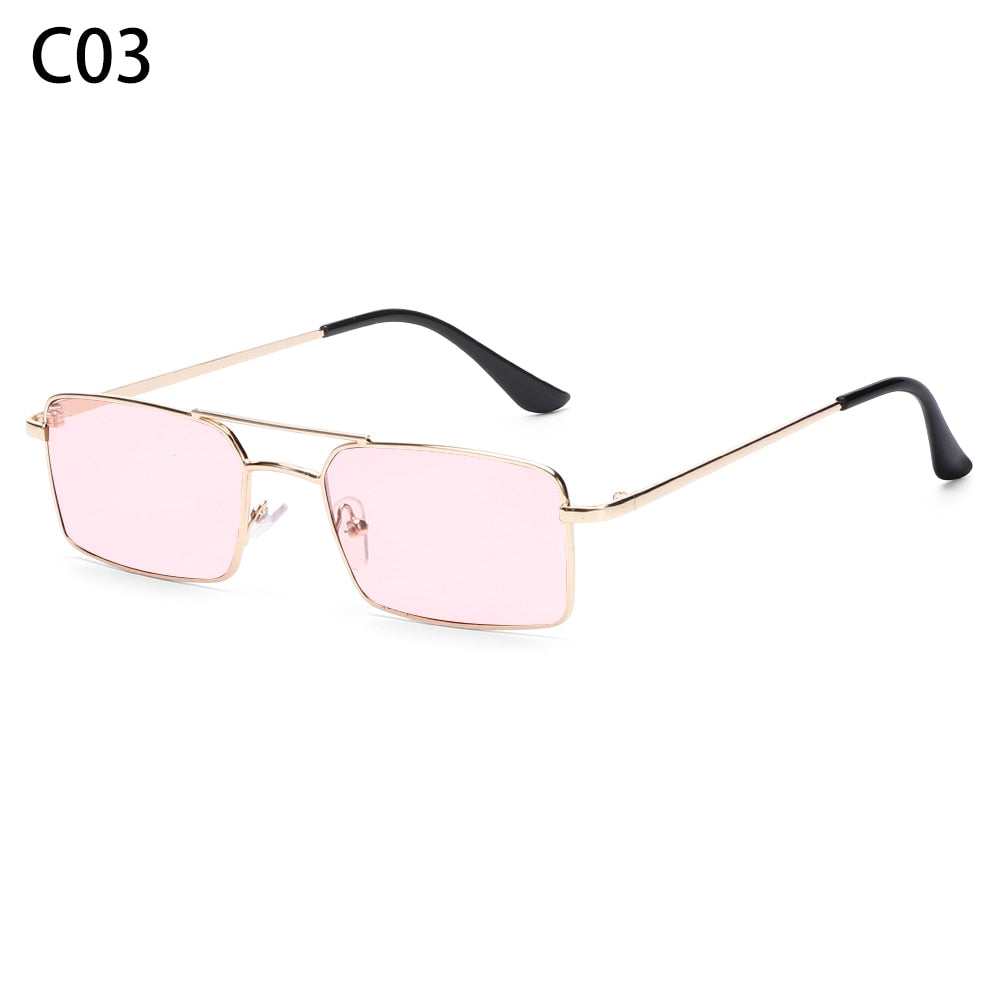 Rectangle Rimless Square Vintage Glasses Luxury Design Unisex Retro Frame Gradient UV400 Eyewear Sunglasses