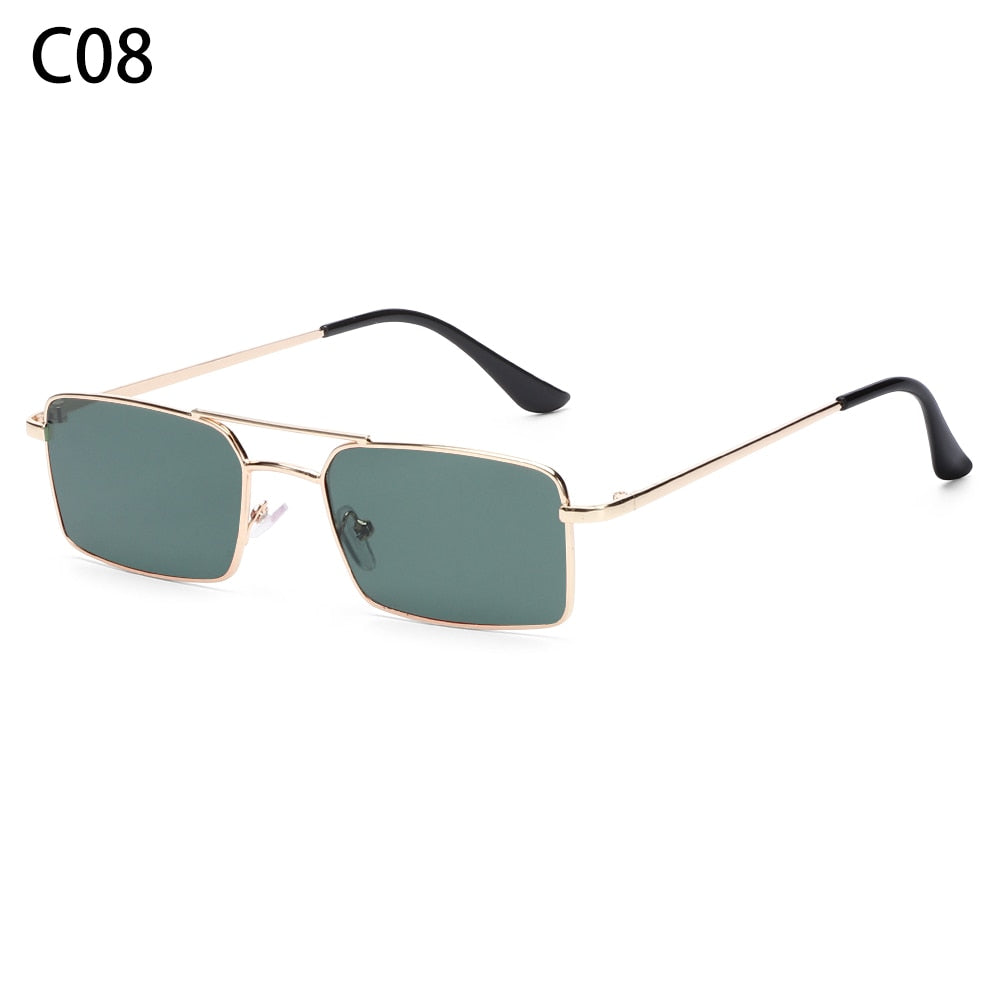 Rectangle Rimless Square Vintage Glasses Luxury Design Unisex Retro Frame Gradient UV400 Eyewear Sunglasses