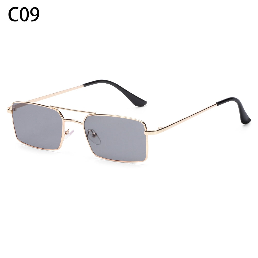 Rectangle Rimless Square Vintage Glasses Luxury Design Unisex Retro Frame Gradient UV400 Eyewear Sunglasses