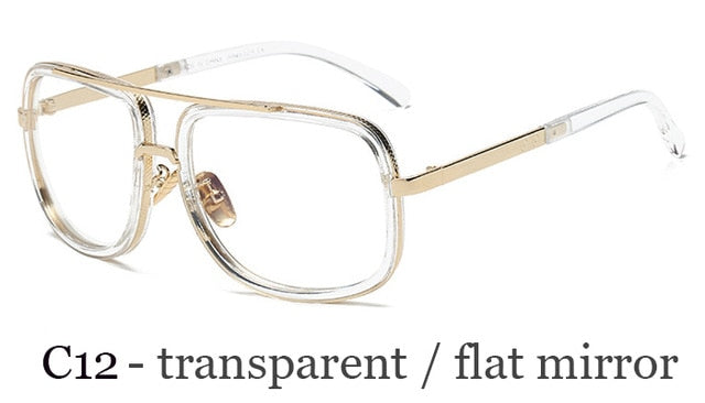 Fashion Brand Mirrored Retro Vintage Square Designer Shades Unisex Sunglasses
