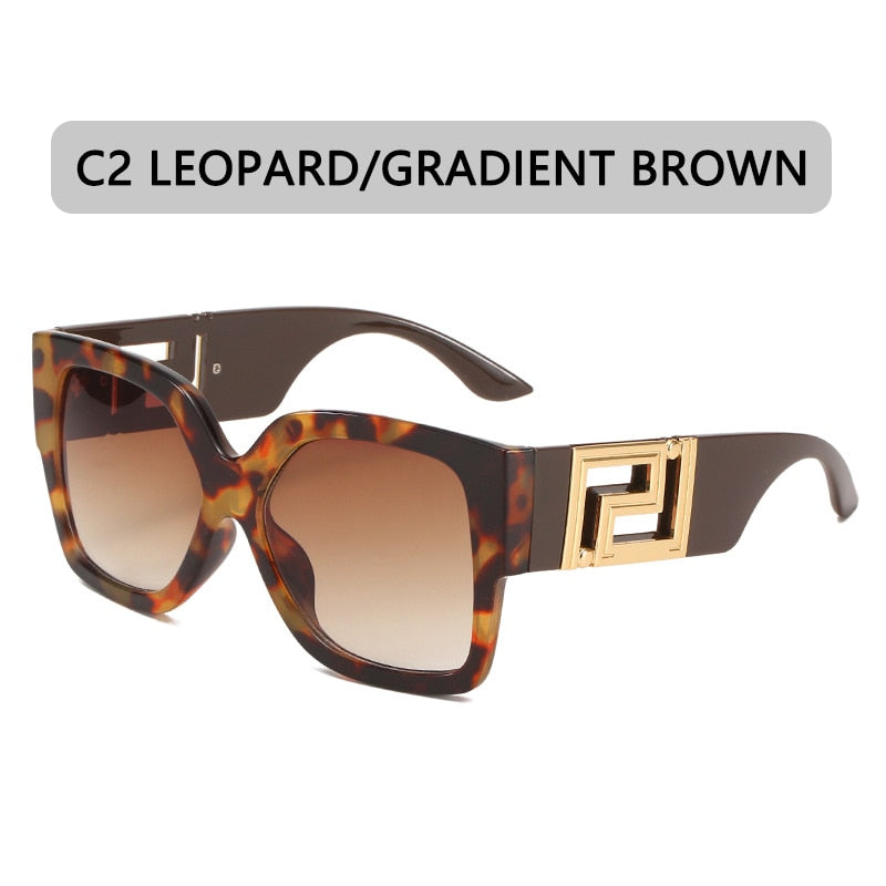 Square Men's Women Luxury Vintage Rectangle Gradient Clear Mirror Sunglasses