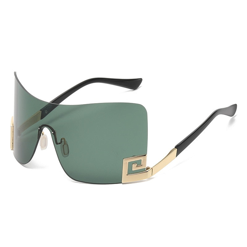 Luxury Oversized Rimless Women Men's Vintage Punk Trendy One Piece Eyewear Sunglasses
