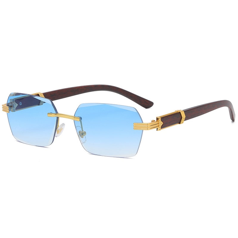 Luxury Rimless Square Brand Designer Frameless Gradient Fashion Vintage Women's Men's Sunglasses