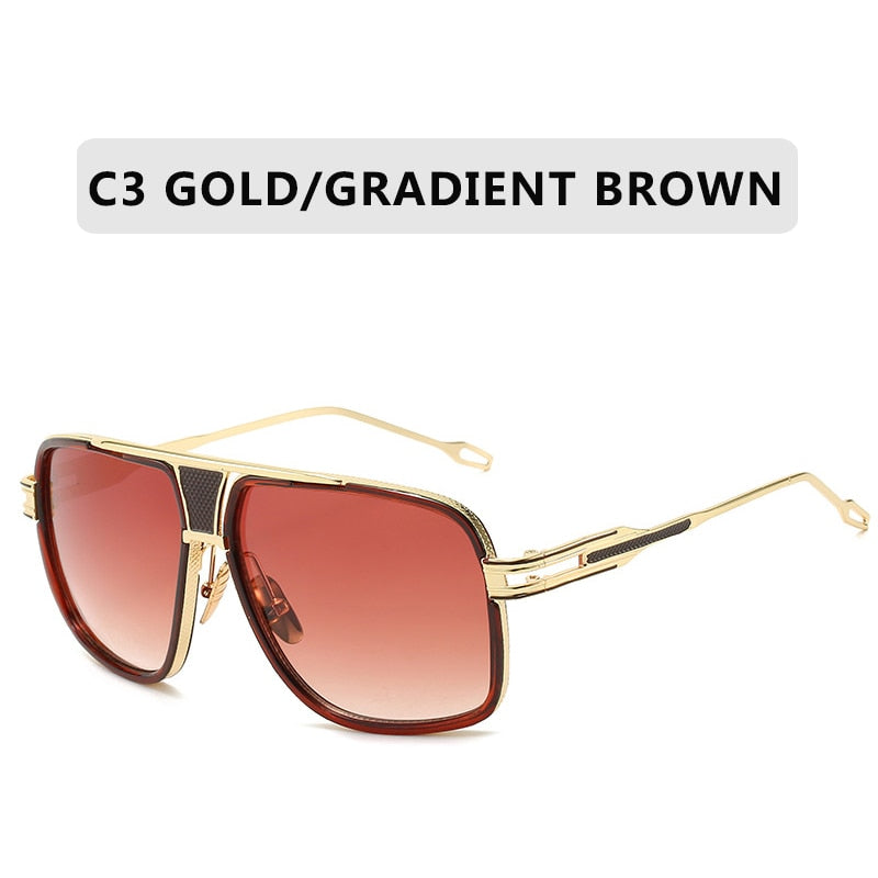 Fashion Brand Mirrored Retro Vintage Square Designer Shades Unisex Sunglasses