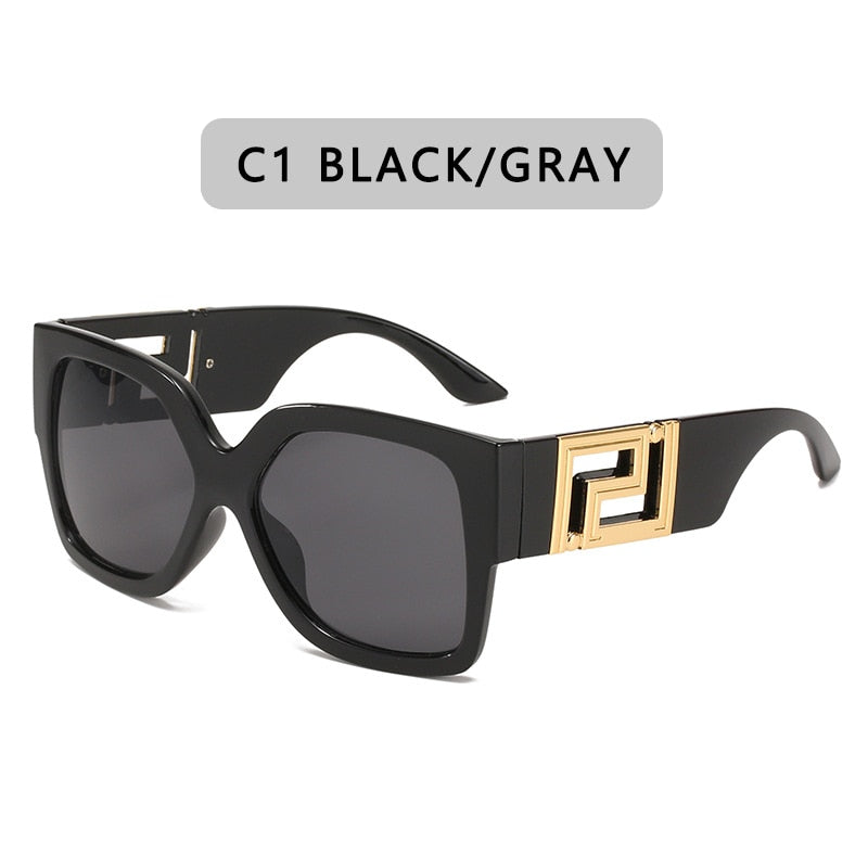 Square Men's Women Luxury Vintage Rectangle Gradient Clear Mirror Sunglasses