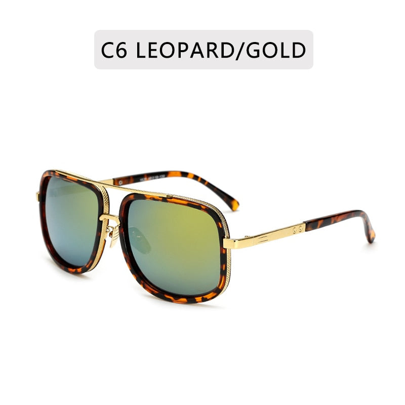 Fashion Brand Mirrored Retro Vintage Square Designer Shades Unisex Sunglasses