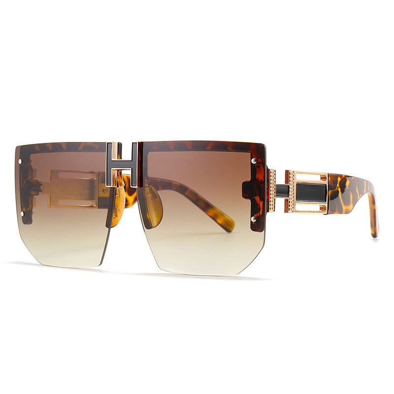 Rimless Oversized Women Men Fashion Vintage Square Flat Top Sun Glasses Shades UV400 Sunglasses