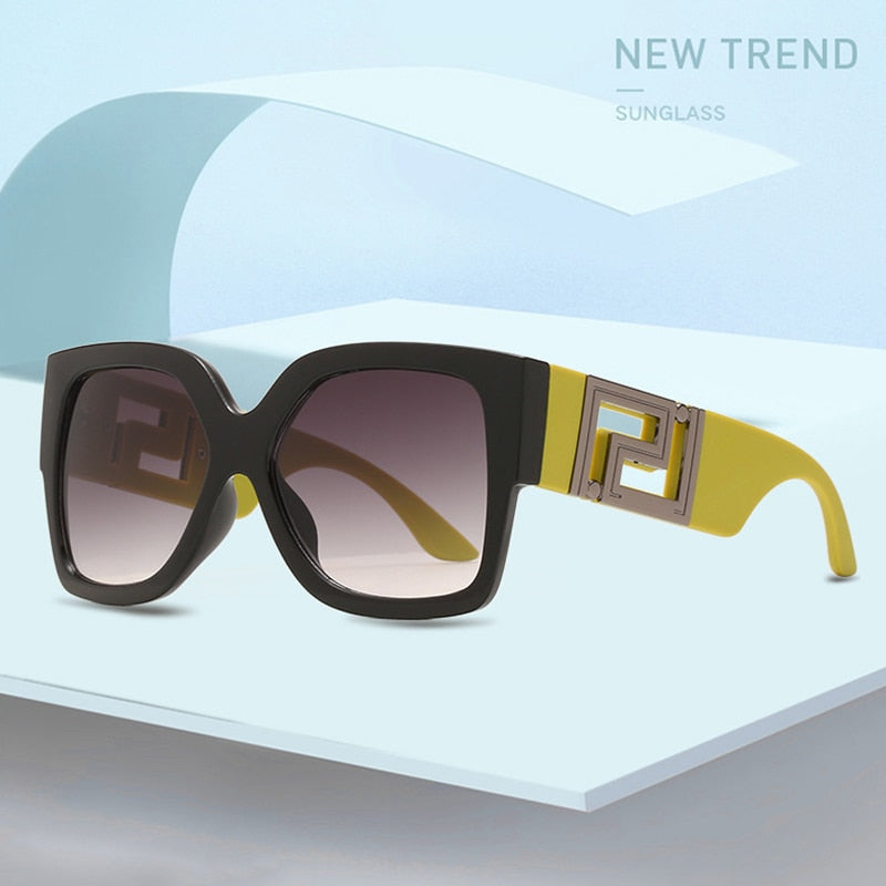 Square Men's Women Luxury Vintage Rectangle Gradient Clear Mirror Sunglasses