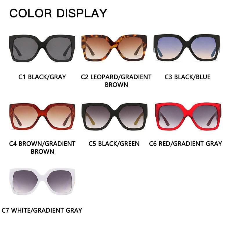 Square Men's Women Luxury Vintage Rectangle Gradient Clear Mirror Sunglasses