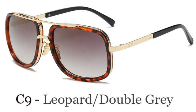 Fashion Brand Mirrored Retro Vintage Square Designer Shades Unisex Sunglasses