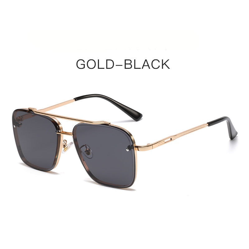 Square Men's Luxury Brand Designer Metal Vintage Pilot Shades Eyewear Sunglasses