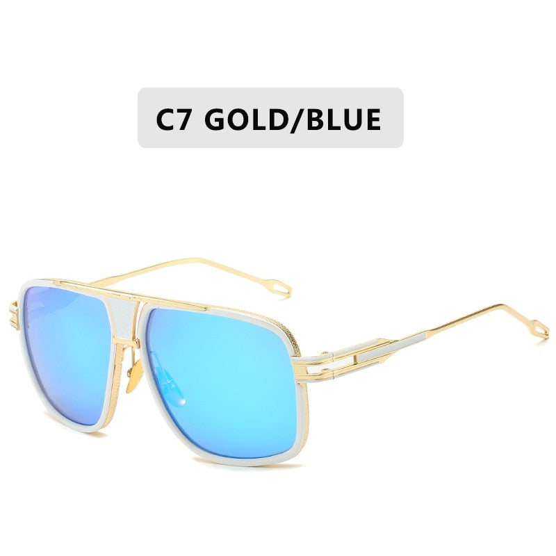 Fashion Brand Mirrored Retro Vintage Square Designer Shades Unisex Sunglasses