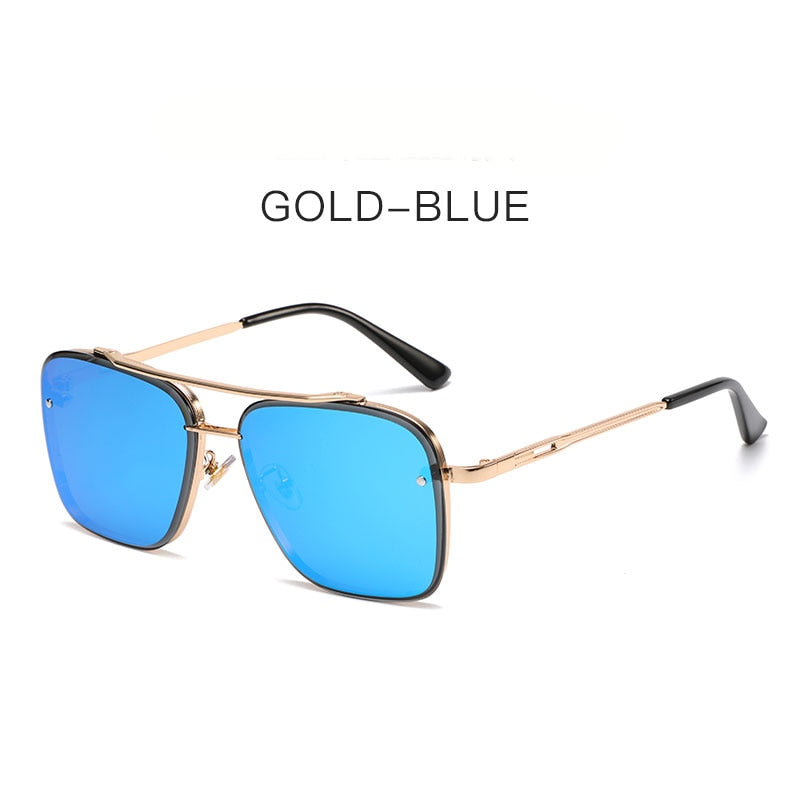 Square Men's Luxury Brand Designer Metal Vintage Pilot Shades Eyewear Sunglasses