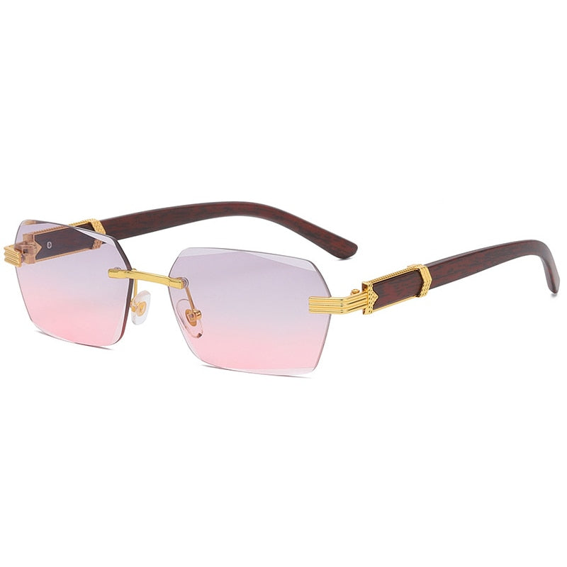 Luxury Rimless Square Brand Designer Frameless Gradient Fashion Vintage Women's Men's Sunglasses