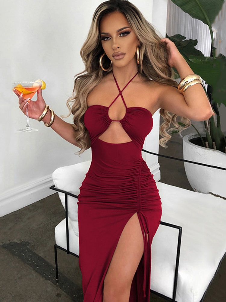 Sleeveless Midi Backless Dresses Slim Party Women's Bodycon Dress