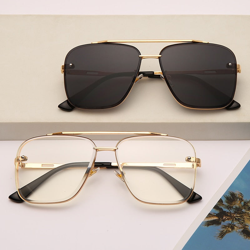 Classic Square Cool Men Vintage Brand Design Metal Women's Shades UV400 Sunglasses