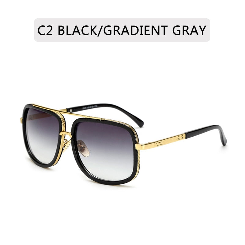 Fashion Brand Mirrored Retro Vintage Square Designer Shades Unisex Sunglasses