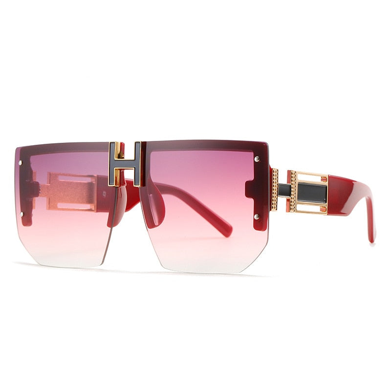 Rimless Oversized Women Men Fashion Vintage Square Flat Top Sun Glasses Shades UV400 Sunglasses