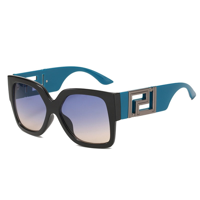 Square Men's Women Luxury Vintage Rectangle Gradient Clear Mirror Sunglasses