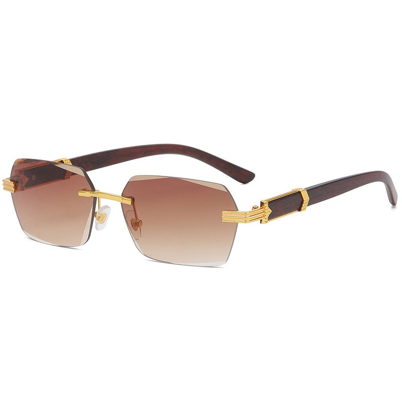 Luxury Rimless Square Brand Designer Frameless Gradient Fashion Vintage Women's Men's Sunglasses