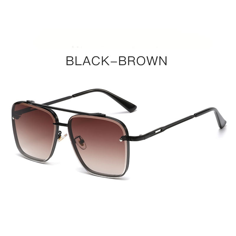 Square Men's Luxury Brand Designer Metal Vintage Pilot Shades Eyewear Sunglasses