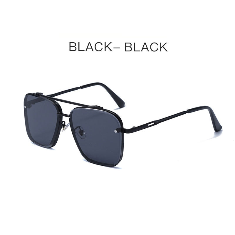 Square Men's Luxury Brand Designer Metal Vintage Pilot Shades Eyewear Sunglasses
