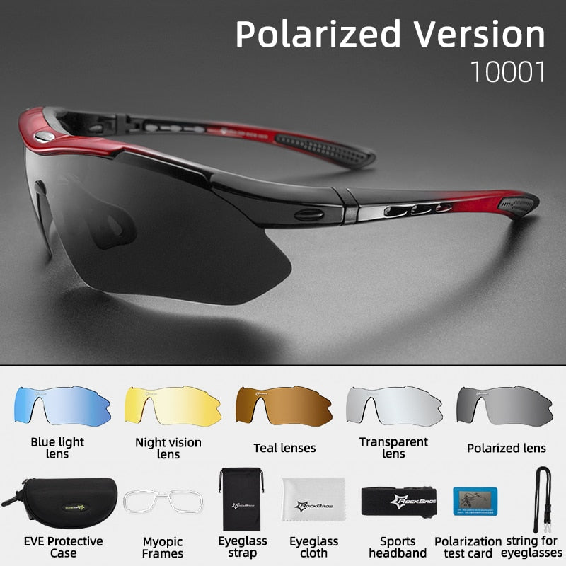 Polarized Cycling Glasses Men Sports Road MTB Mountain Bike Bicycle Riding Protection Goggles Eyewear 5 Lens Sunglasses