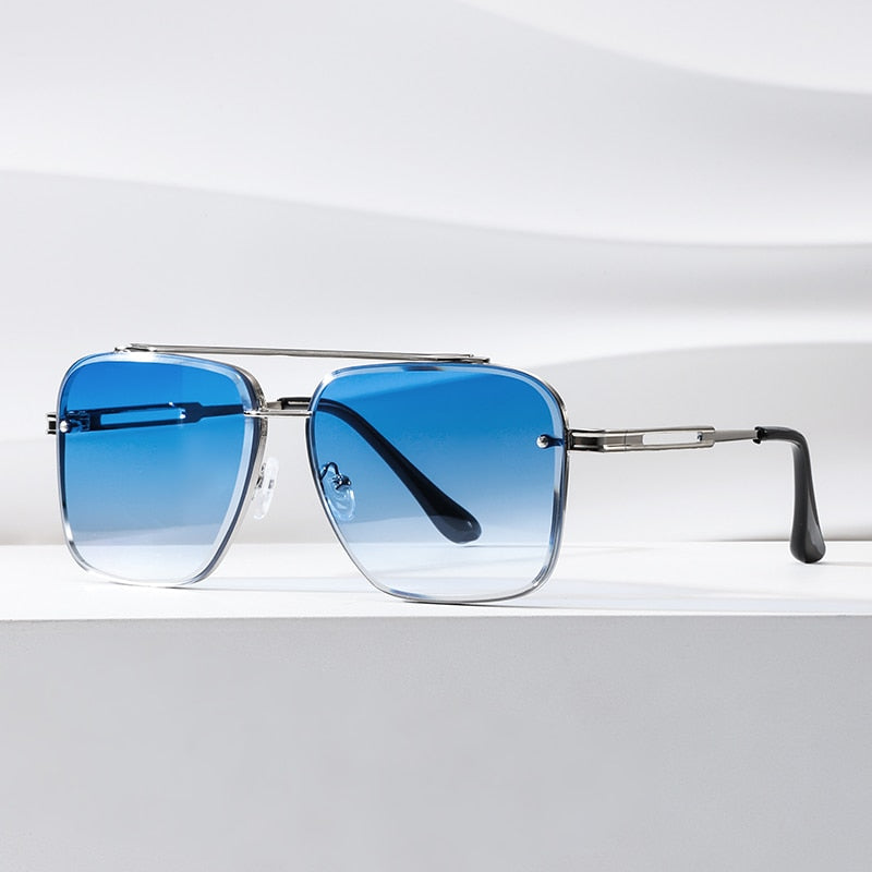 Square Men's Luxury Brand Designer Metal Vintage Pilot Shades Eyewear Sunglasses