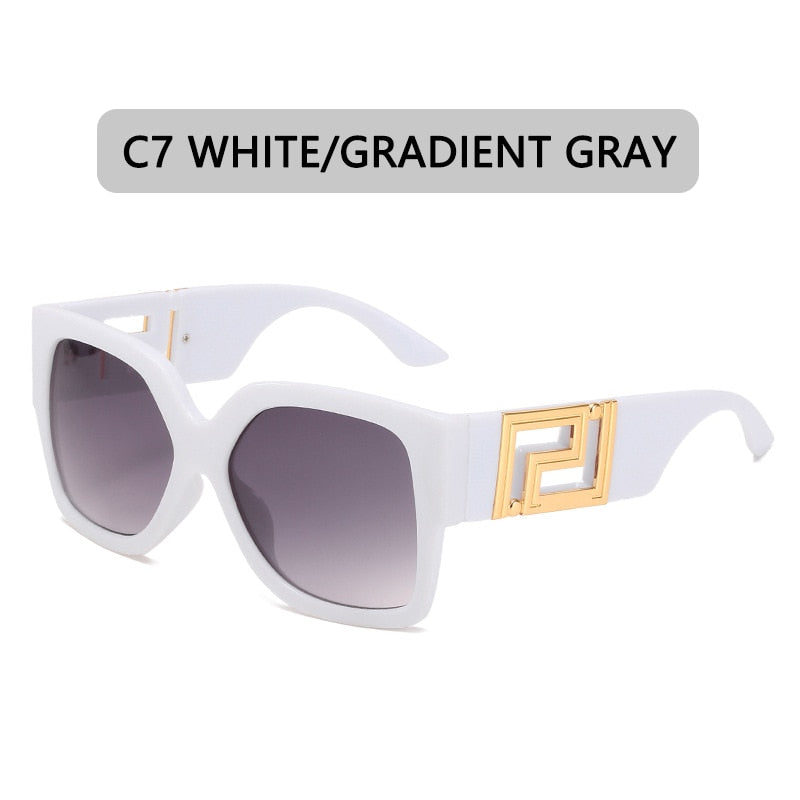 Square Men's Women Luxury Vintage Rectangle Gradient Clear Mirror Sunglasses