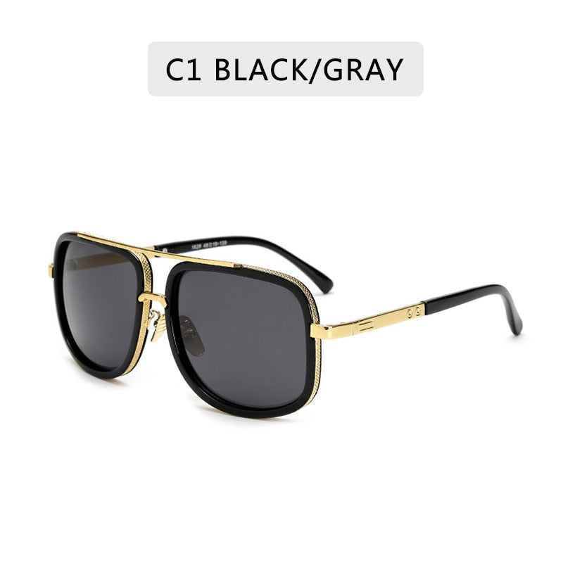 Fashion Brand Mirrored Retro Vintage Square Designer Shades Unisex Sunglasses