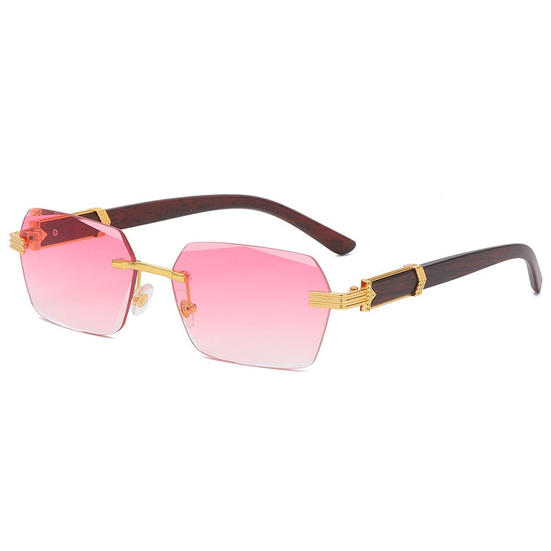 Luxury Rimless Square Brand Designer Frameless Gradient Fashion Vintage Women's Men's Sunglasses