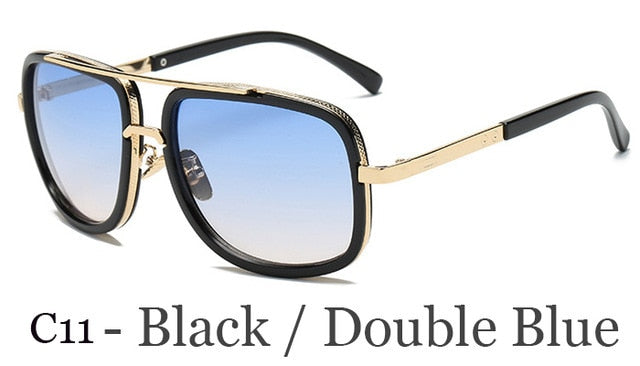 Fashion Brand Mirrored Retro Vintage Square Designer Shades Unisex Sunglasses
