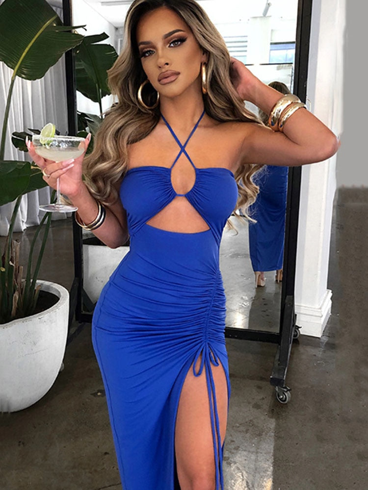 Sleeveless Midi Backless Dresses Slim Party Women's Bodycon Dress