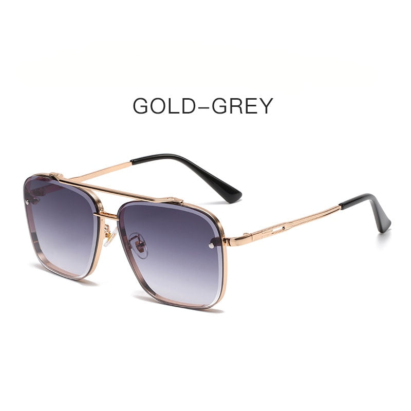Square Men's Luxury Brand Designer Metal Vintage Pilot Shades Eyewear Sunglasses