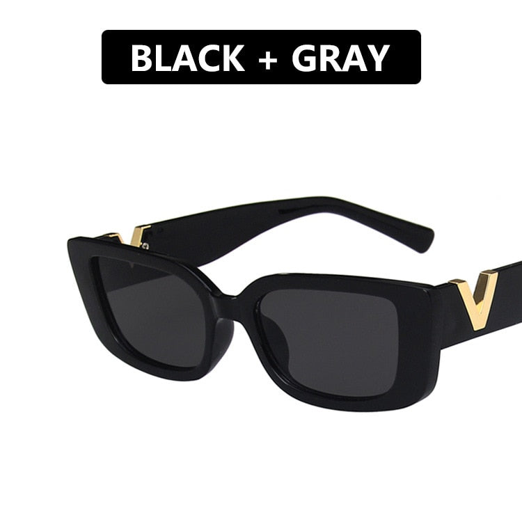 Retro Rectangle Women's Vintage Small Frame Classic Black Square Sunglasses