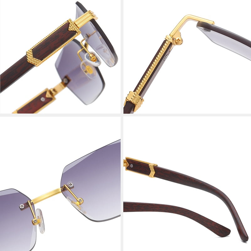 Luxury Rimless Square Brand Designer Frameless Gradient Fashion Vintage Women's Men's Sunglasses