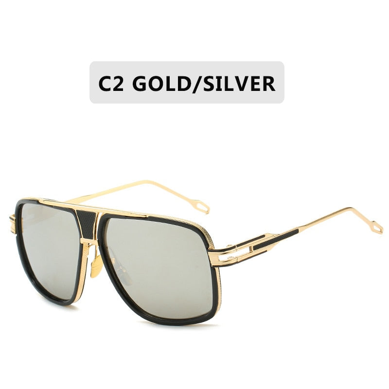 Fashion Brand Mirrored Retro Vintage Square Designer Shades Unisex Sunglasses