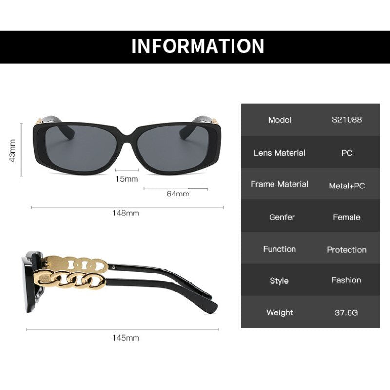 Square Women's Punk Vintage Rectangle UV400 Sunglasses