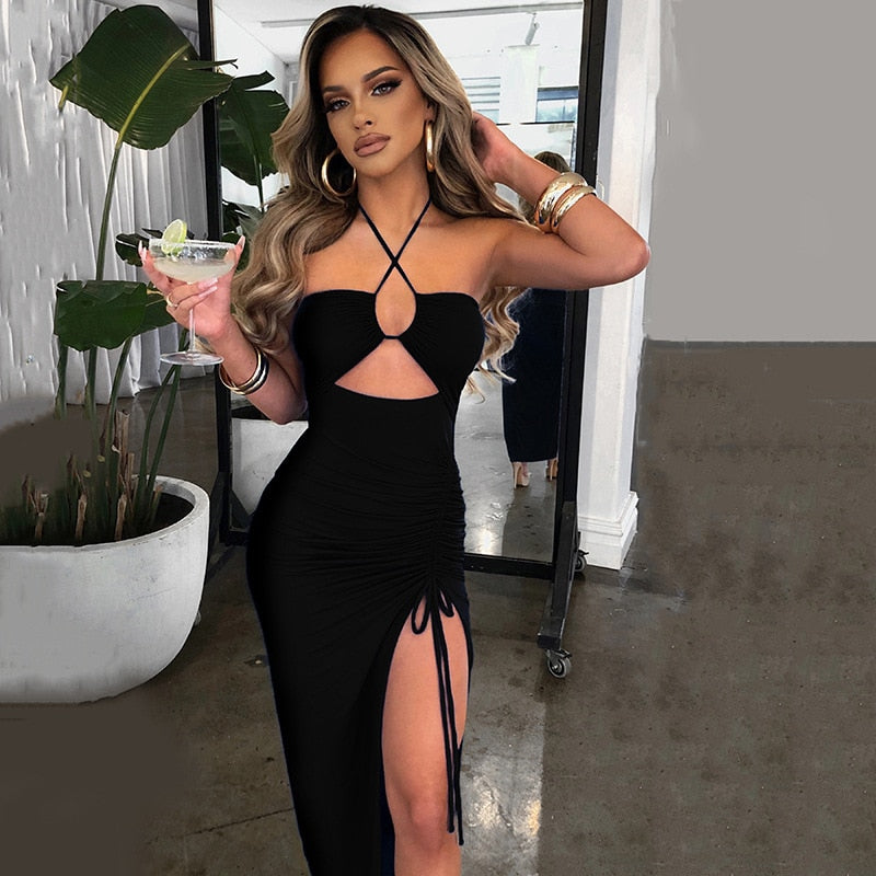 Sleeveless Midi Backless Dresses Slim Party Women's Bodycon Dress