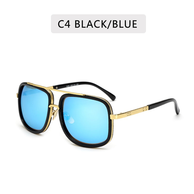 Fashion Brand Mirrored Retro Vintage Square Designer Shades Unisex Sunglasses