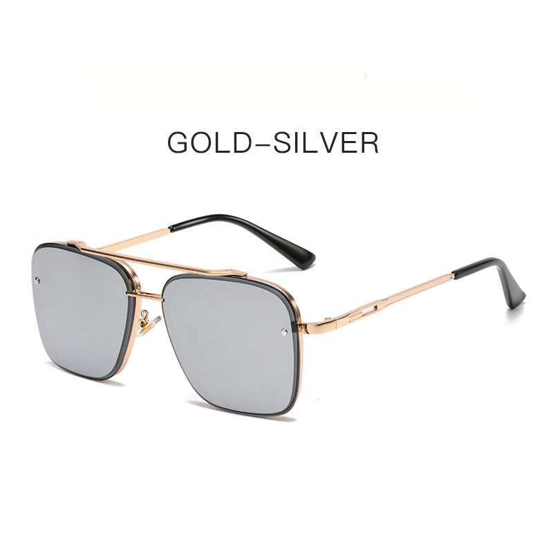 Square Men's Luxury Brand Designer Metal Vintage Pilot Shades Eyewear Sunglasses