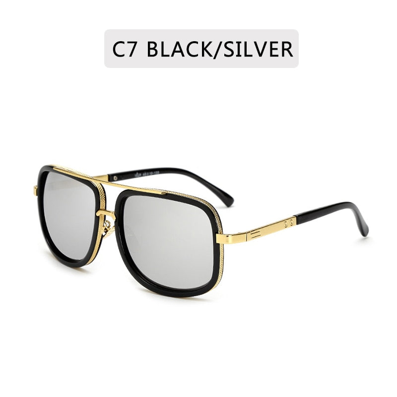 Fashion Brand Mirrored Retro Vintage Square Designer Shades Unisex Sunglasses